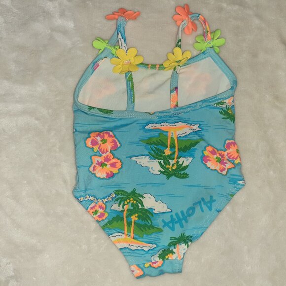 CIRCO 1 PC SWIMSUIT ALOHA HAWAIIAN FLORAL BEACH BATHING SUIT-GIRLS SIZE 12M - Picture 3 of 3